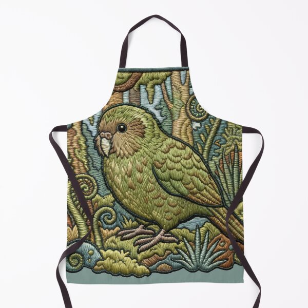 Item preview, Embroidered Kākāpō Parrot – Faux Stitch Forest Art designed and sold by MvuuStudio.