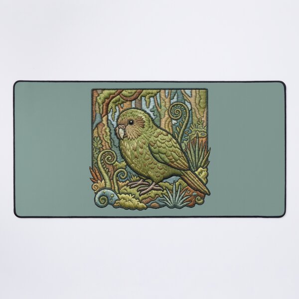 Item preview, Embroidered Kākāpō Parrot – Faux Stitch Forest Art designed and sold by MvuuStudio.