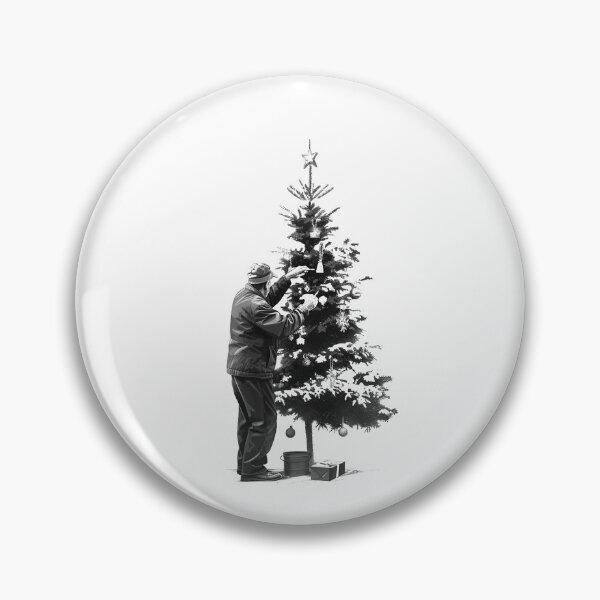 Item preview, Decorating the Christmas Tree – Minimal Monochrome Holiday Illustration designed and sold by inkoutninja.