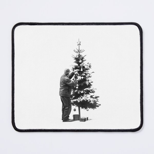 Item preview, Decorating the Christmas Tree – Minimal Monochrome Holiday Illustration designed and sold by inkoutninja.