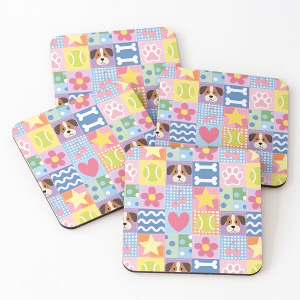Item preview, Pastel Pink Dog Patchwork Quilt Seamless Pattern Valentine Fun Bow Coquette Retro designed and sold by FRH Design ⭐⭐⭐⭐⭐.