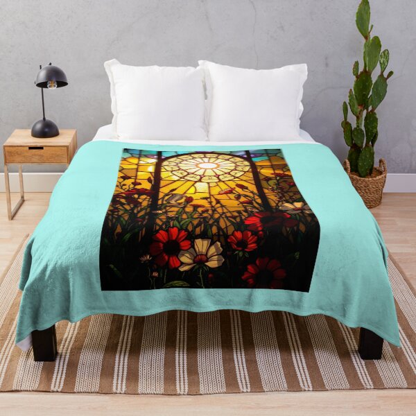 Item preview, Radial Sun Ray Floral Stained Glass designed and sold by Sachie's Studio.