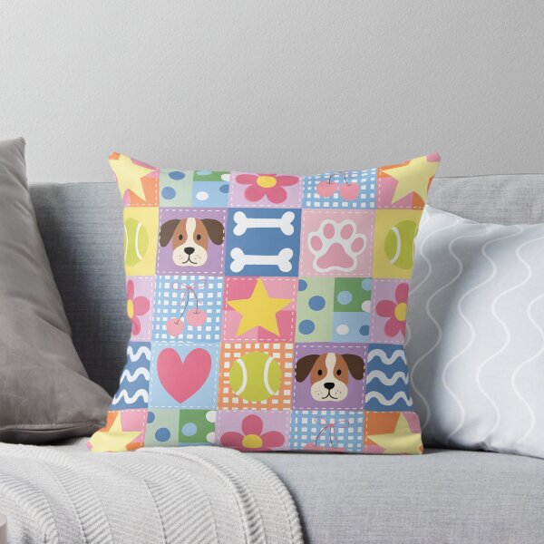 Item preview, Pastel Pink Dog Patchwork Quilt Seamless Pattern Valentine Fun Bow Coquette Retro designed and sold by FRH Design ⭐⭐⭐⭐⭐.