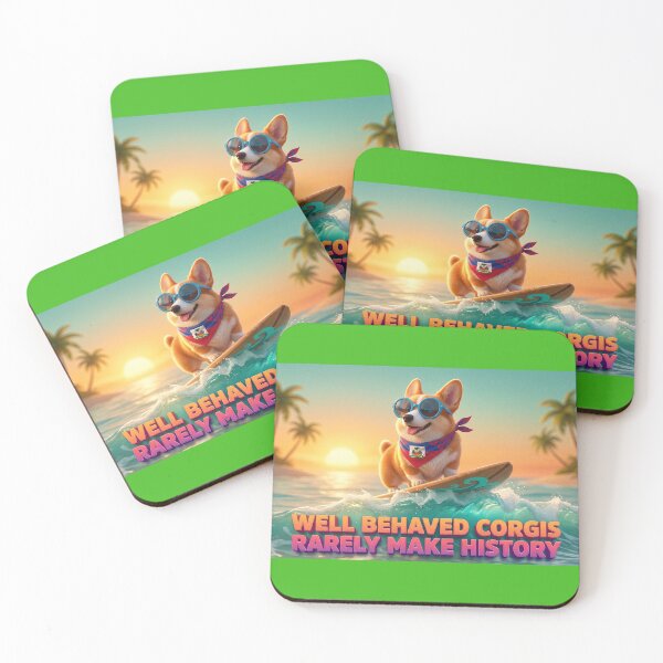 Item preview, Surfing Corgi Tropical Beach Sunset Haitian Heritage designed and sold by BrickByDream.