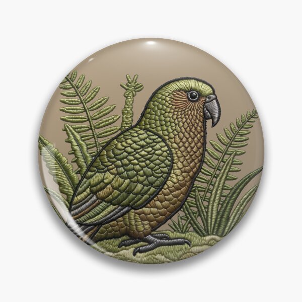 Item preview, Embroidered Kea Forest Panel – Faux Stitch Wildlife designed and sold by MvuuStudio.