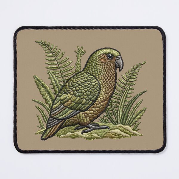 Item preview, Embroidered Kea Forest Panel – Faux Stitch Wildlife designed and sold by MvuuStudio.