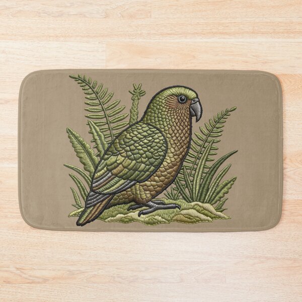Item preview, Embroidered Kea Forest Panel – Faux Stitch Wildlife designed and sold by MvuuStudio.
