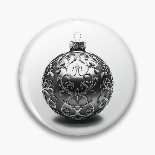 Item preview, Elegant Ornate Christmas Ornament – Black and White Damask Bauble Illustration designed and sold by inkoutninja.