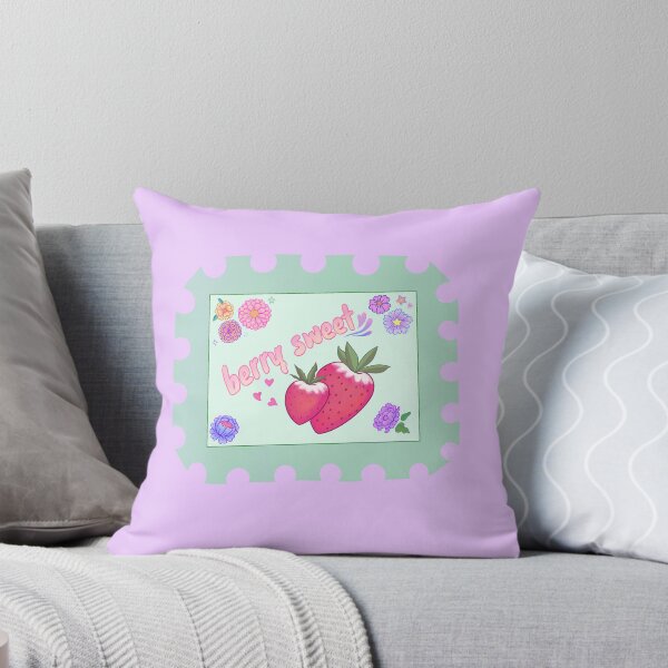 Item preview, Pastel Flowers Strawberry Postage Stamp - "Berry Sweet" text designed and sold by PinkAlienGirl.