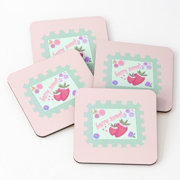 Item preview, Pastel Flowers Strawberry Postage Stamp - "Berry Sweet" text designed and sold by PinkAlienGirl.