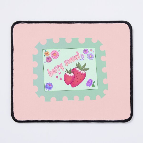 Item preview, Pastel Flowers Strawberry Postage Stamp - "Berry Sweet" text designed and sold by PinkAlienGirl.