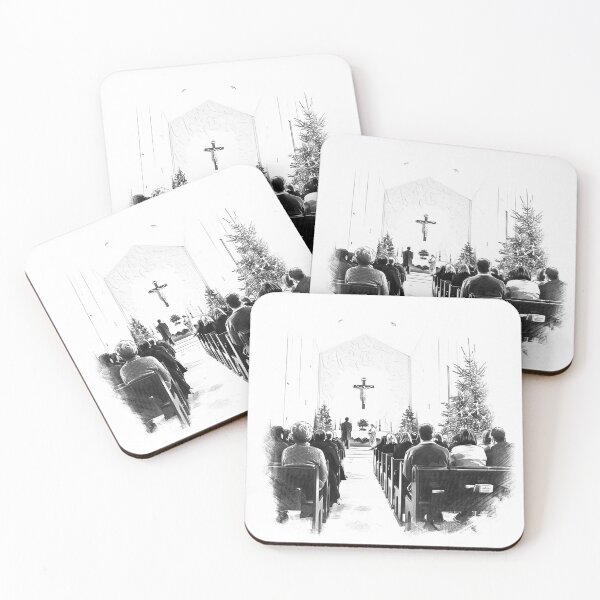 Item preview, Christmas Church Service – Nativity Season Worship Black and White Illustration designed and sold by inkoutninja.