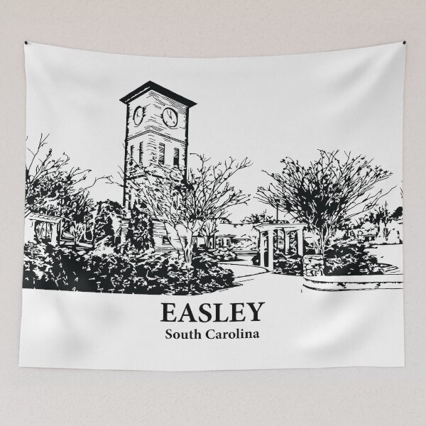 Item preview, Easley SC - Ink Cityscape Illustration designed and sold by Lakeric Cityscapes.
