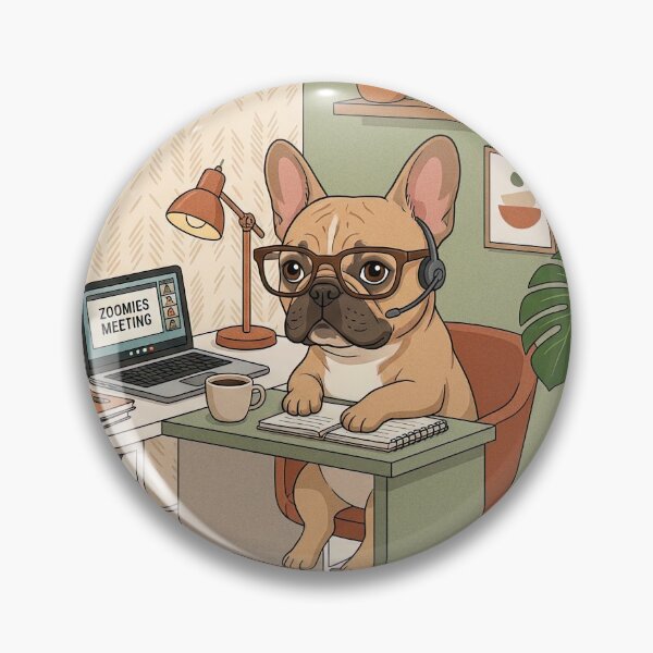 Item preview, Elegant French Bulldog in Modern Home Office designed and sold by BrickByDream.
