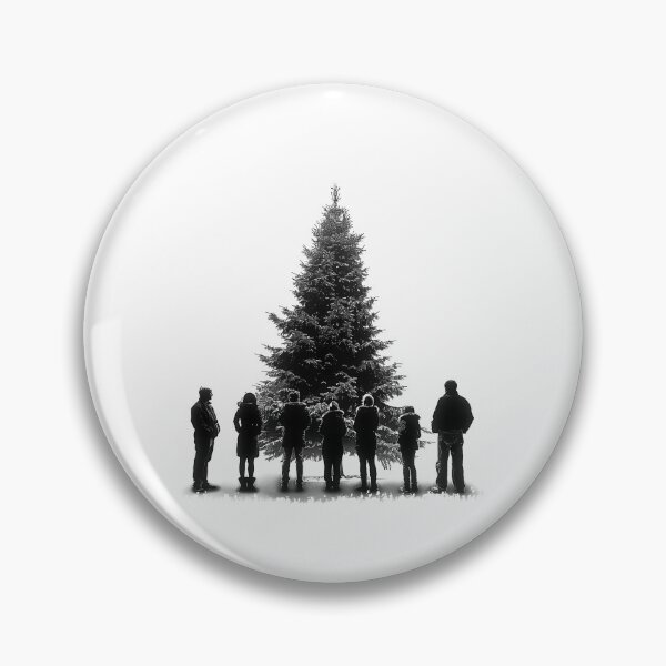 Item preview, Christmas Tree Lighting Crowd – Minimal Black and White Holiday Illustration designed and sold by inkoutninja.