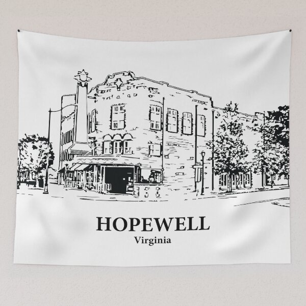 Item preview, Hopewell VA - Ink Cityscape Illustration designed and sold by Lakeric Cityscapes.