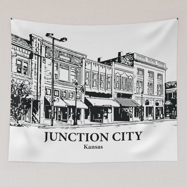 Item preview, Junction City KS - Ink Cityscape Illustration designed and sold by Lakeric Cityscapes.
