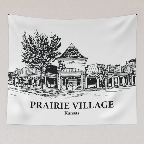 Item preview, Prairie Village KS - Ink Cityscape Illustration designed and sold by Lakeric Cityscapes.