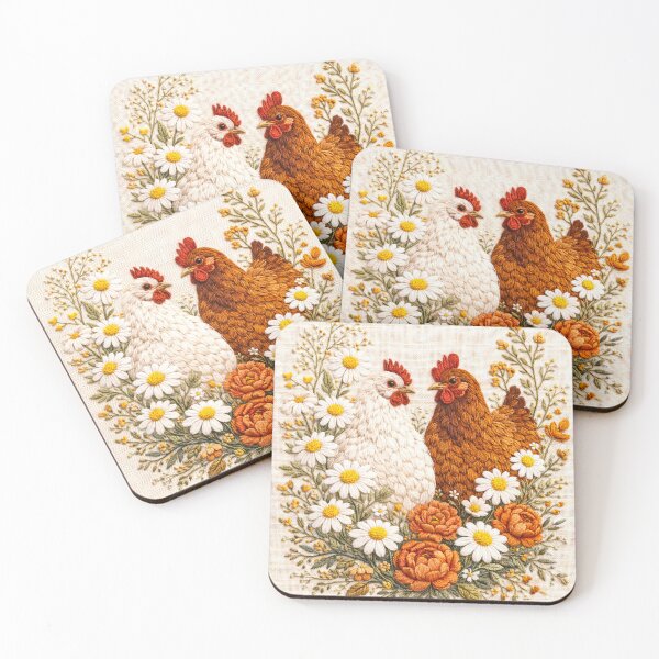 Item preview, Chickens with Chamomile Peonies Floral Elegance designed and sold by scicilysimonee.