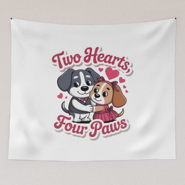 Item preview, Two Hearts Four Paws – Cute Valentine Dogs Illustration designed and sold by dortmond.