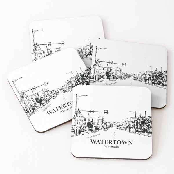 Item preview, Watertown WI - Ink Cityscape Illustration designed and sold by Lakeric Cityscapes.