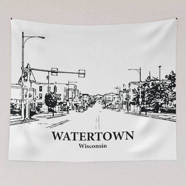 Item preview, Watertown WI - Ink Cityscape Illustration designed and sold by Lakeric Cityscapes.