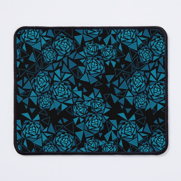 Item preview, blue black mosaic floral pattern retro designed and sold by fuzzyfox.