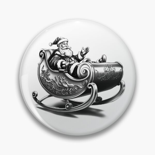 Item preview, Santa in Sleigh – Ornate Vintage Black and White Christmas Illustration designed and sold by inkoutninja.
