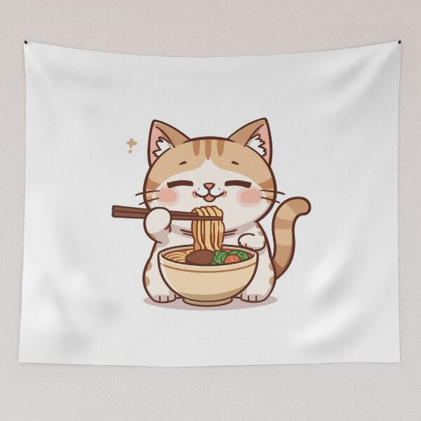 Item preview, Cutie kitten eating ramen designed and sold by JosueShop101.