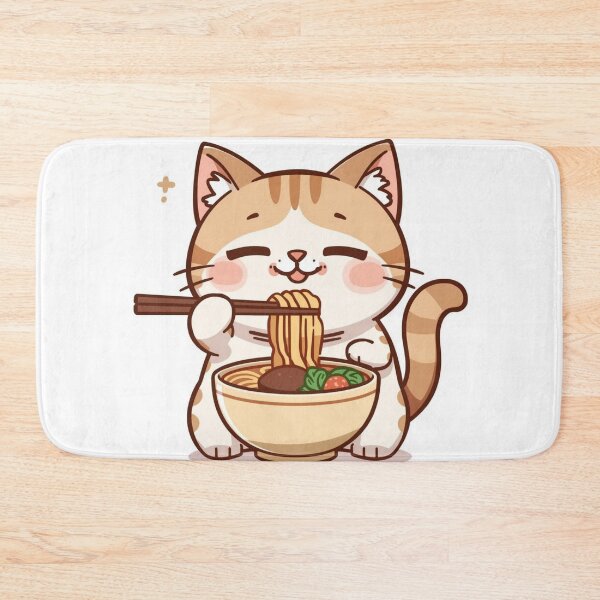 Item preview, Cutie kitten eating ramen designed and sold by JosueShop101.