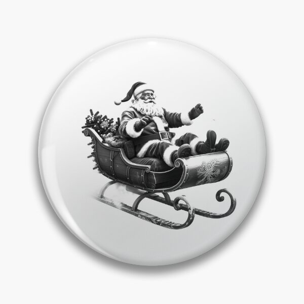 Item preview, Santa Riding Sleigh – Classic Black and White Christmas Illustration designed and sold by inkoutninja.