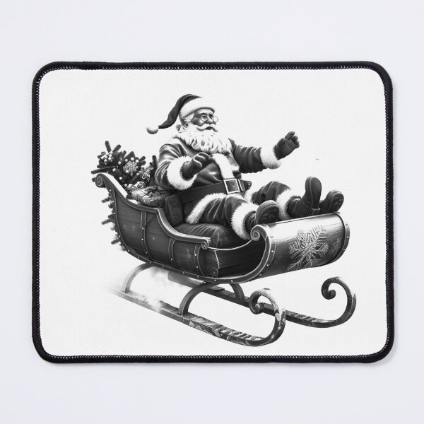 Item preview, Santa Riding Sleigh – Classic Black and White Christmas Illustration designed and sold by inkoutninja.
