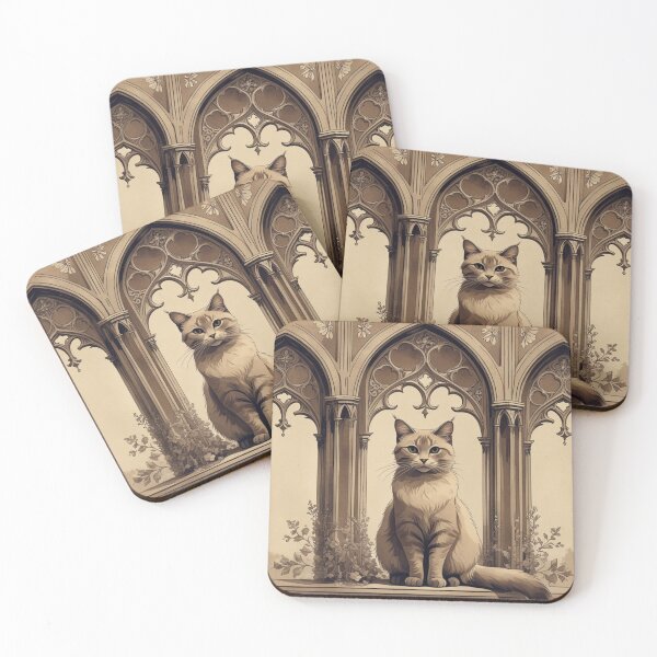 Item preview, Gothic White Cat – Sacred Archway Portrait designed and sold by LEO'S CREATURE　れおずくりーちゃー.