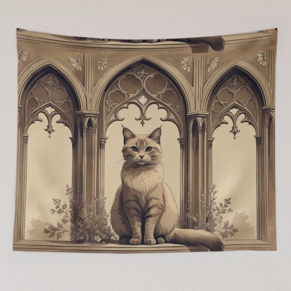 Item preview, Gothic White Cat – Sacred Archway Portrait designed and sold by LEO'S CREATURE　れおずくりーちゃー.
