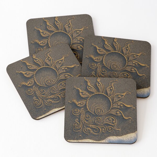 Item preview, Ornate Sun Drawing In Dark Beach Sand designed and sold by chase-thewave.