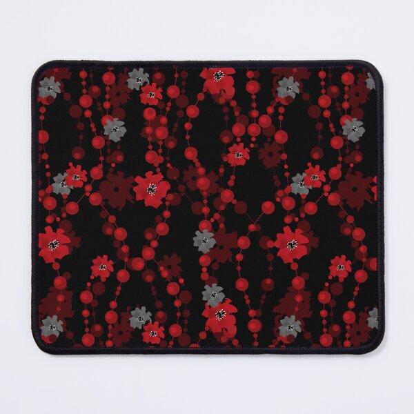 Item preview, Black red floral pattern retro beads designed and sold by fuzzyfox.