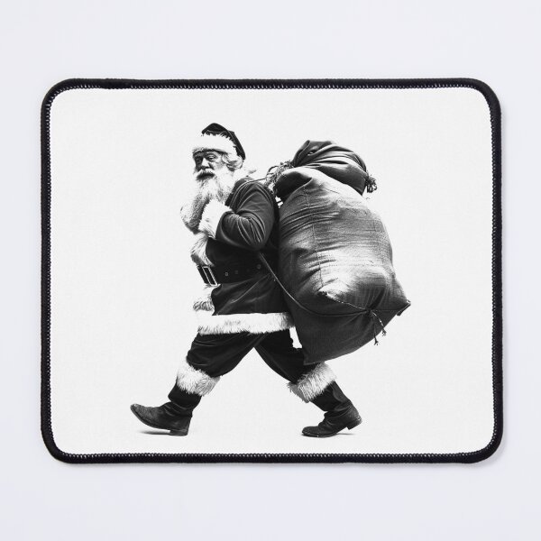 Item preview, Santa Carrying Gift Sack – Minimal Black and White Christmas Illustration designed and sold by inkoutninja.