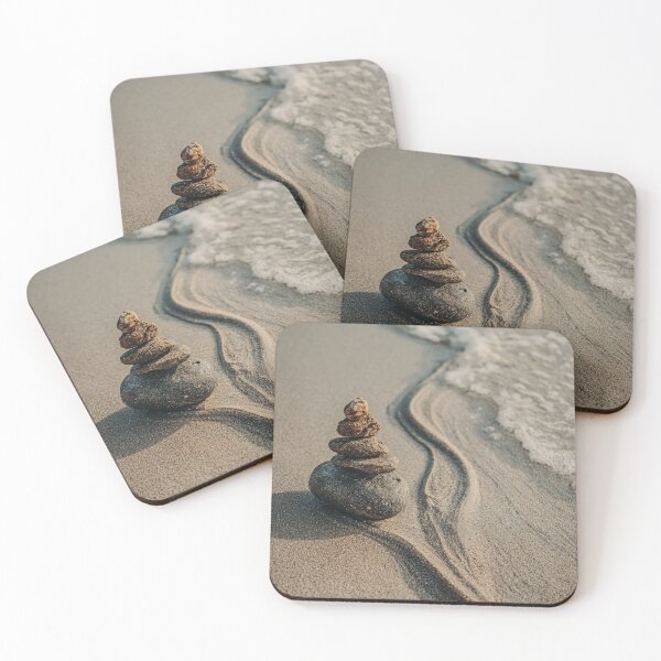 Item preview, Balanced Stone Cairn On Peaceful Shoreline designed and sold by chase-thewave.