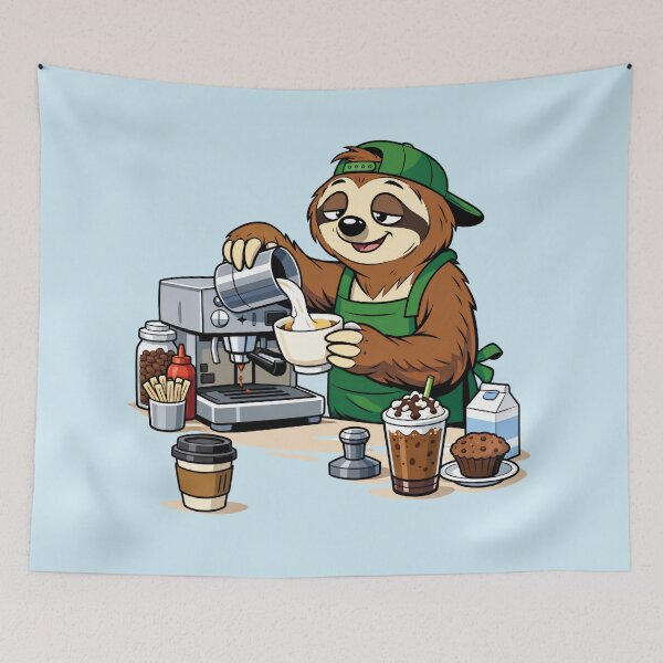 Item preview, Lazy Sloth Barista Making Coffee designed and sold by Molineriani.
