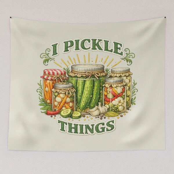 Item preview, I Pickle Things – Vintage Embroidery Style Kitchen Design designed and sold by SigilandThread.