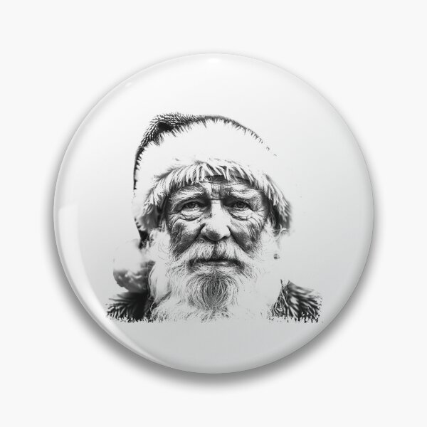 Item preview, Santa Portrait Close-Up – Dramatic Black and White Christmas Illustration designed and sold by inkoutninja.
