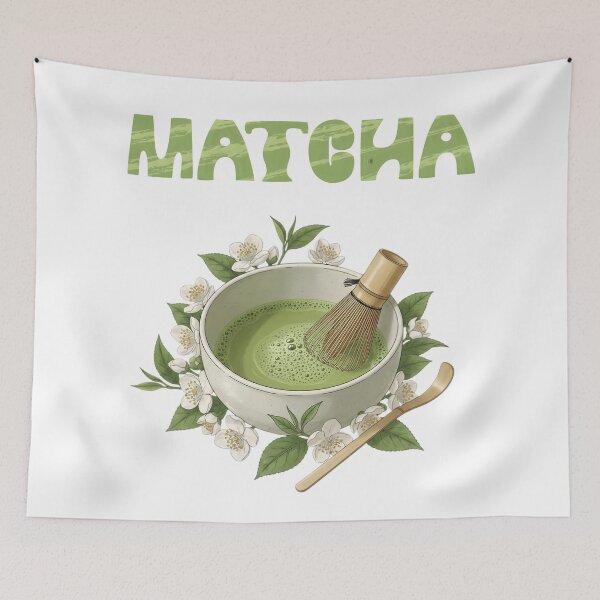 Item preview, Traditional Matcha Green Tea Ceremony Illustration with Botanical Elements designed and sold by VibranPalette.