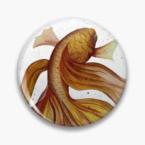 Item preview, Golden Current - A Vibrant Orange Beta Fish Watercolor Painting designed and sold by megz-artistry.
