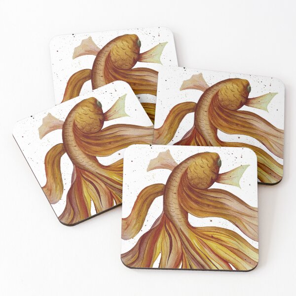 Item preview, Golden Current - A Vibrant Orange Beta Fish Watercolor Painting designed and sold by megz-artistry.