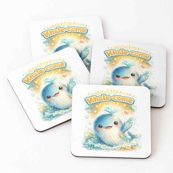 Item preview, Whale-come Cute Friendly Whale Pun – Kawaii Ocean Welcome Art designed and sold by StrayaDesign.