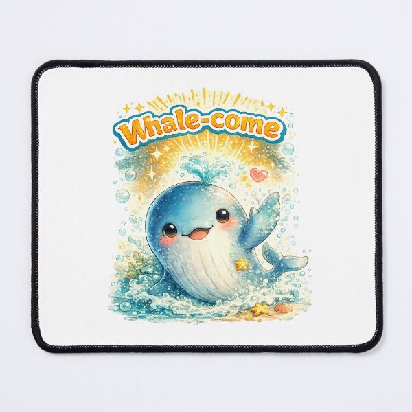 Item preview, Whale-come Cute Friendly Whale Pun – Kawaii Ocean Welcome Art designed and sold by StrayaDesign.