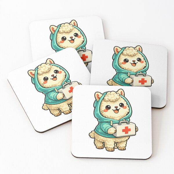 Item preview, Cute Alpaca Nurse with Medical First Aid Kit designed and sold by jgvisualarts.