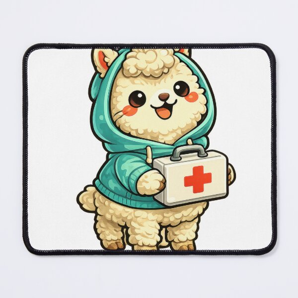 Item preview, Cute Alpaca Nurse with Medical First Aid Kit designed and sold by jgvisualarts.