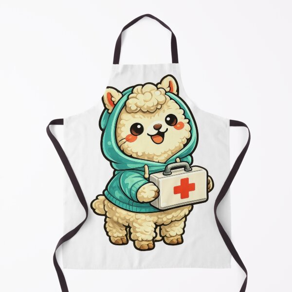 Item preview, Cute Alpaca Nurse with Medical First Aid Kit designed and sold by jgvisualarts.