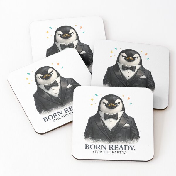Item preview, Born Ready (For The Party) – Dapper Penguin in Tuxedo Illustration designed and sold by ChubbyGoong.